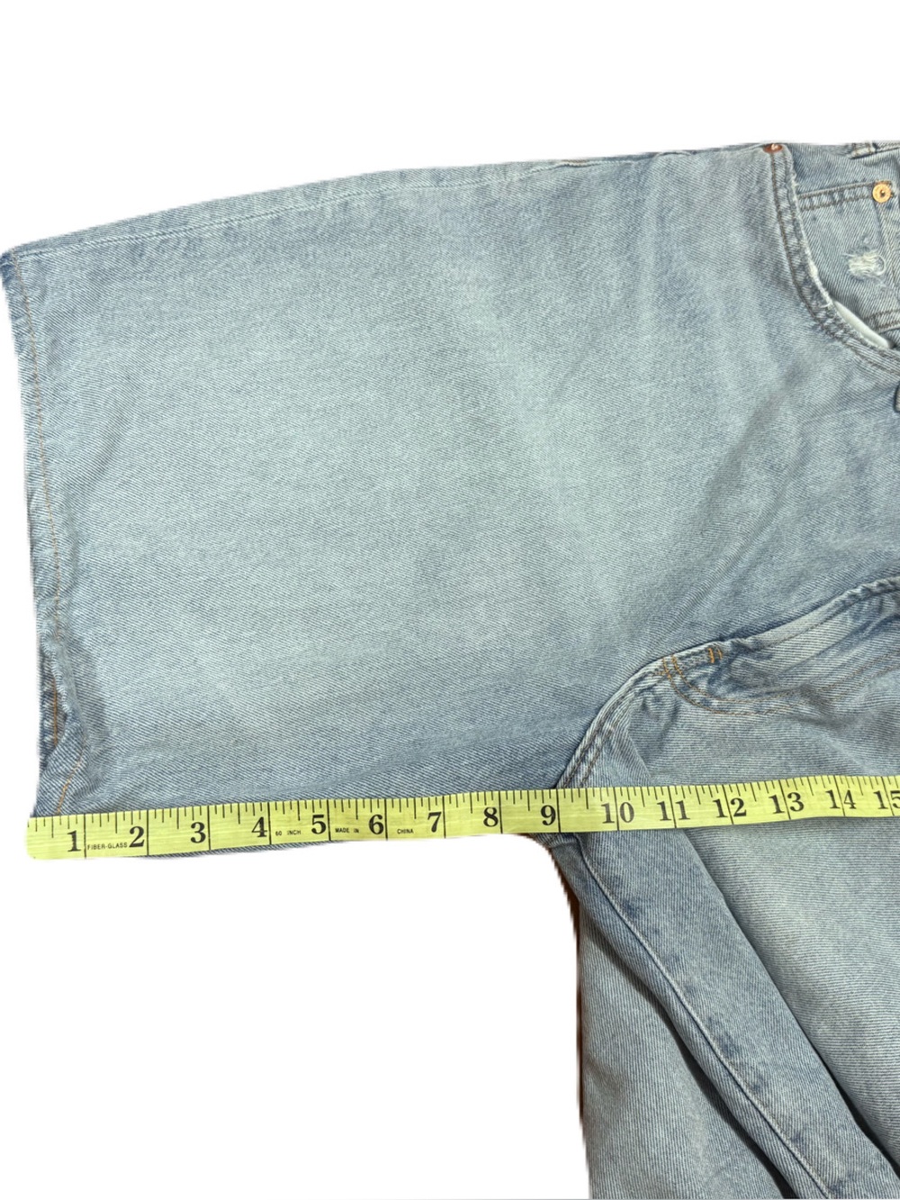 American Eagle Loose Jean Shorts Light Wash Distressed Denim Size 33 - Picture 13 of 16